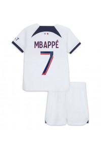 Paris Saint-Germain Kylian Mbappe #7 Babyklær Borte Fotballdrakt til barn 2023-24 Korte ermer (+ Korte bukser)